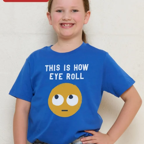 This Is How Eye Roll Tee Funny Sarcastic Kids Graphic T-Shirt Gift on a hanger, ready to ship from Chicago, Illinois