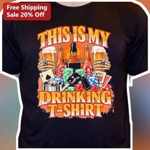 This Is My Drinking Shirt Funny Poker Gambler Novelty Tee for Men Women Party Gift