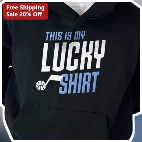 This Is My Lucky Shirt Hoodie Basketball Music Note Graphic Pullover Gift for Athletes