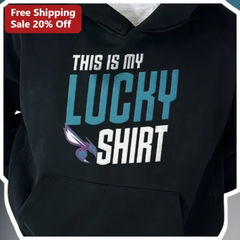 This Is My Lucky Shirt Hoodie Funny Sports Mascot Hornet Graphic Pullover for Men Women Gift