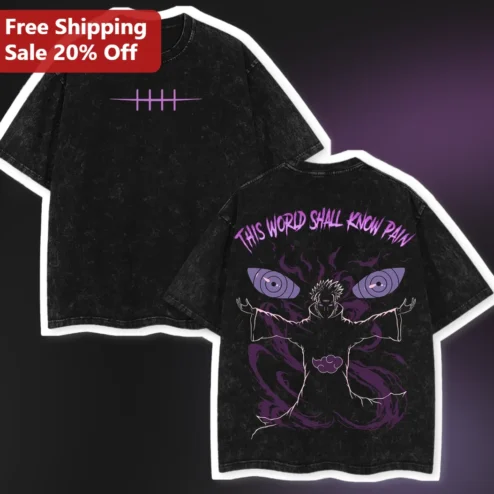 This World Shall Know Pain Tee Naruto Anime Graphic Shirt Nagato Quote Gift