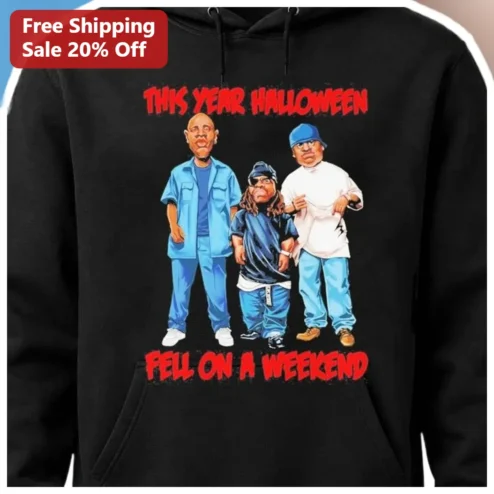 This Year Halloween Fell On A Weekend Ice Cube Graphic Hoodie Funny Hip Hop Costume Apparel available at our Chicago, Illinois warehouse