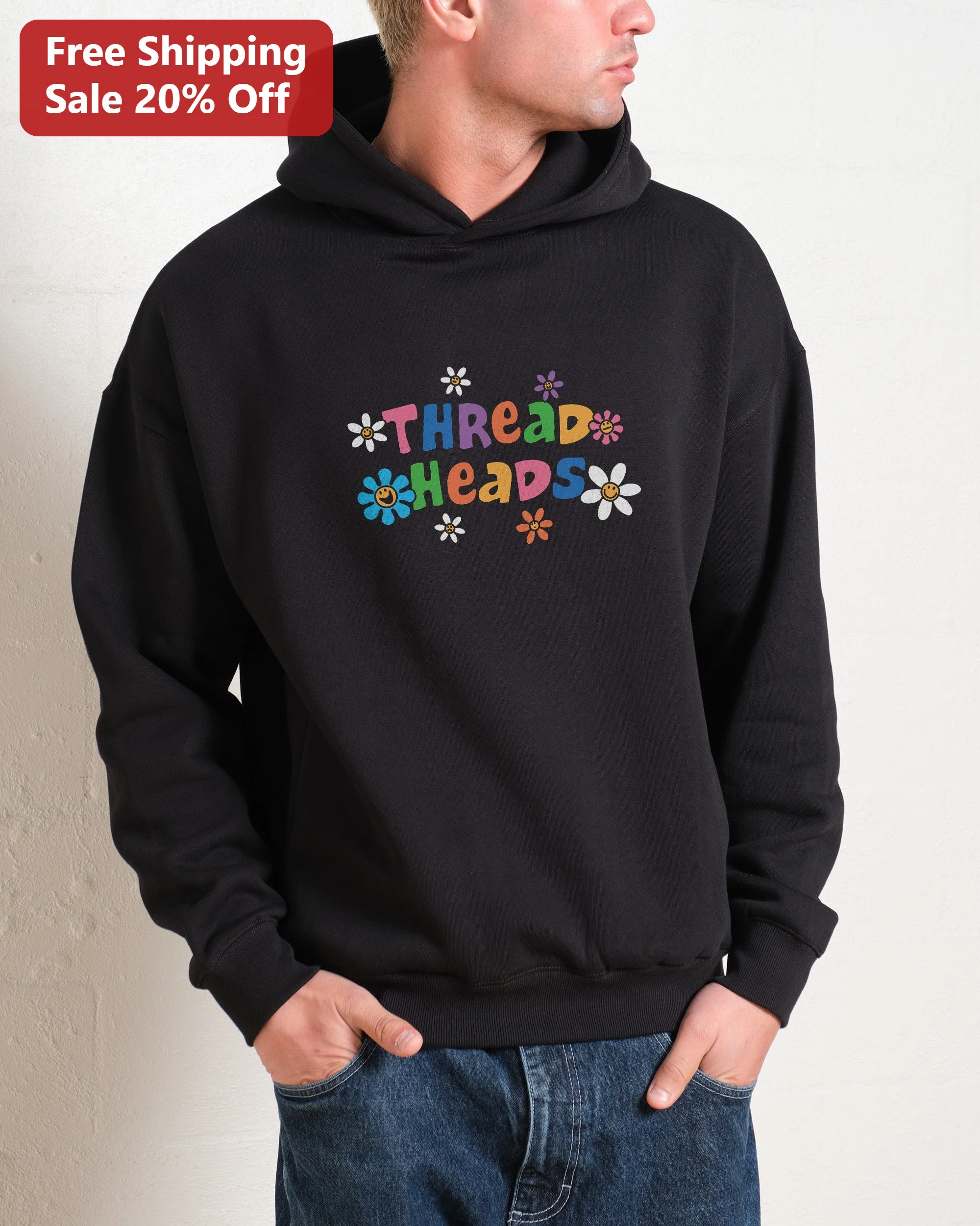 Thread Heads Hoodie Retro Floral Graphic Pullover for Sewing Enthusiasts