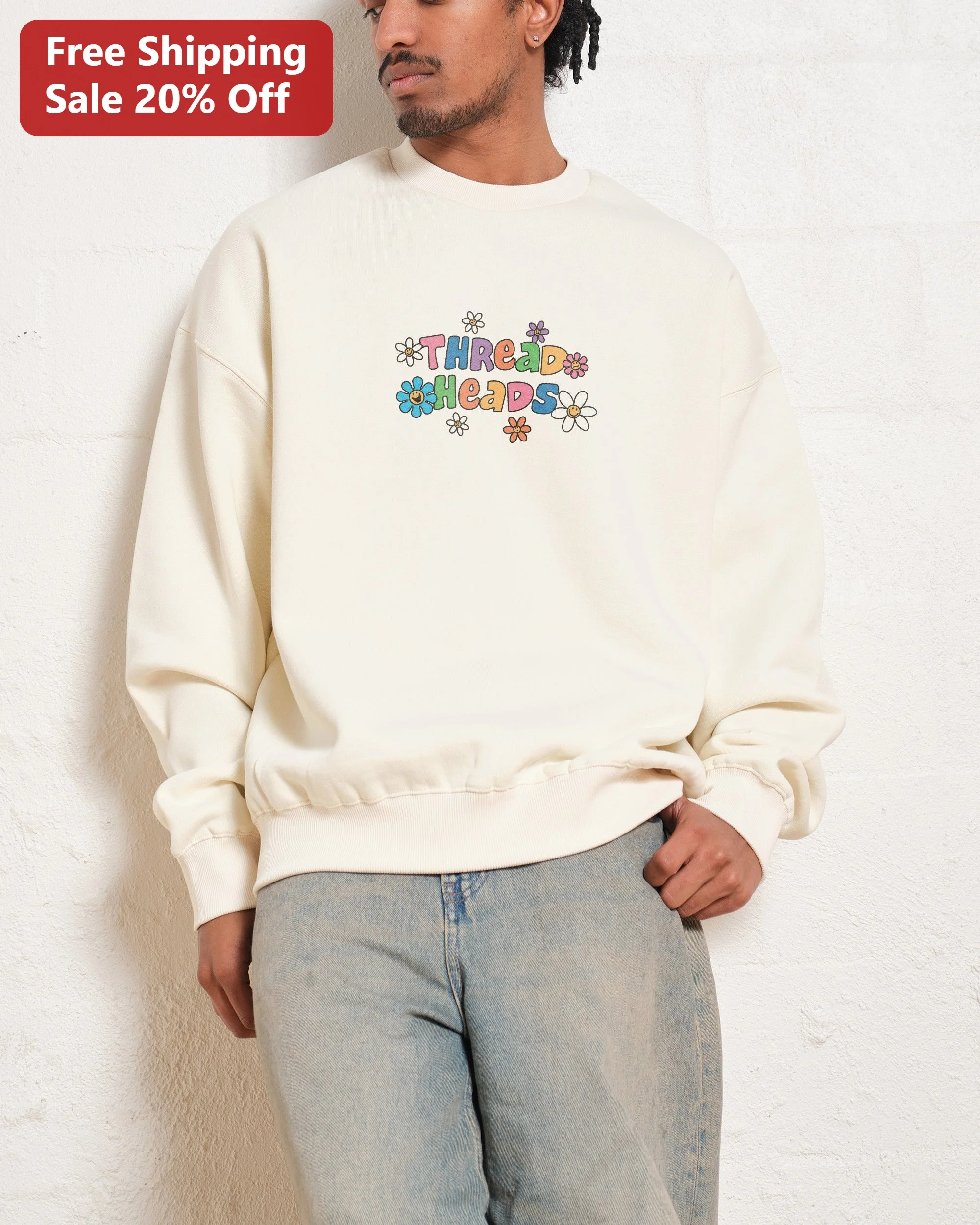 Thread Heads Retro Floral Crewneck Sweatshirt for Crafters and Sewists