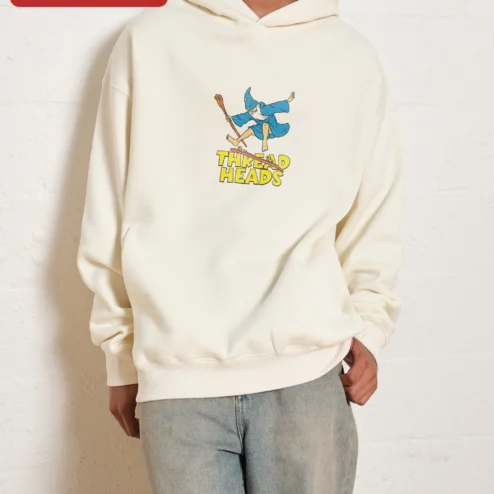 Customer in Chicago, Illinois wearing THREAD HEADS Skating Wizard Hoodie Funny Sewing Humor Gift for Men Women