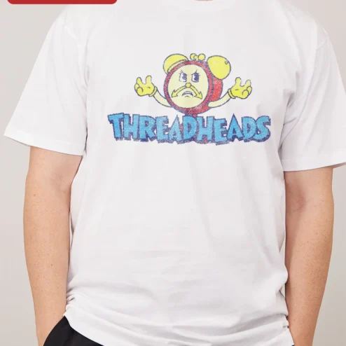 Threadheads Angry Alarm Clock Graphic Tee Retro Cartoon Streetwear Shirt