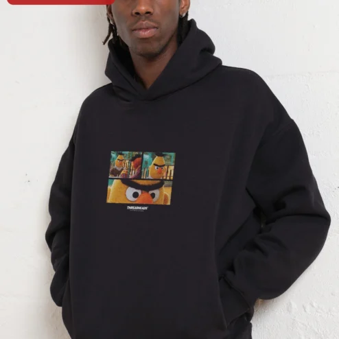 Threadheads Angry Bert Hoodie Sesame Street Muppets Vintage Pop Culture Graphic Pullover