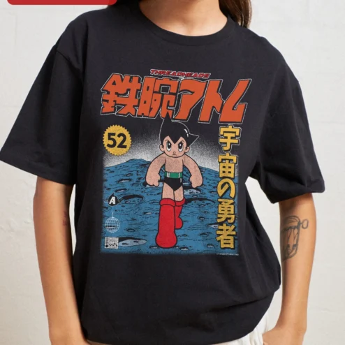 Threadheads Astro Boy Tee Vintage Manga Moon Graphic T-Shirt Unisex Retro Anime Merch
