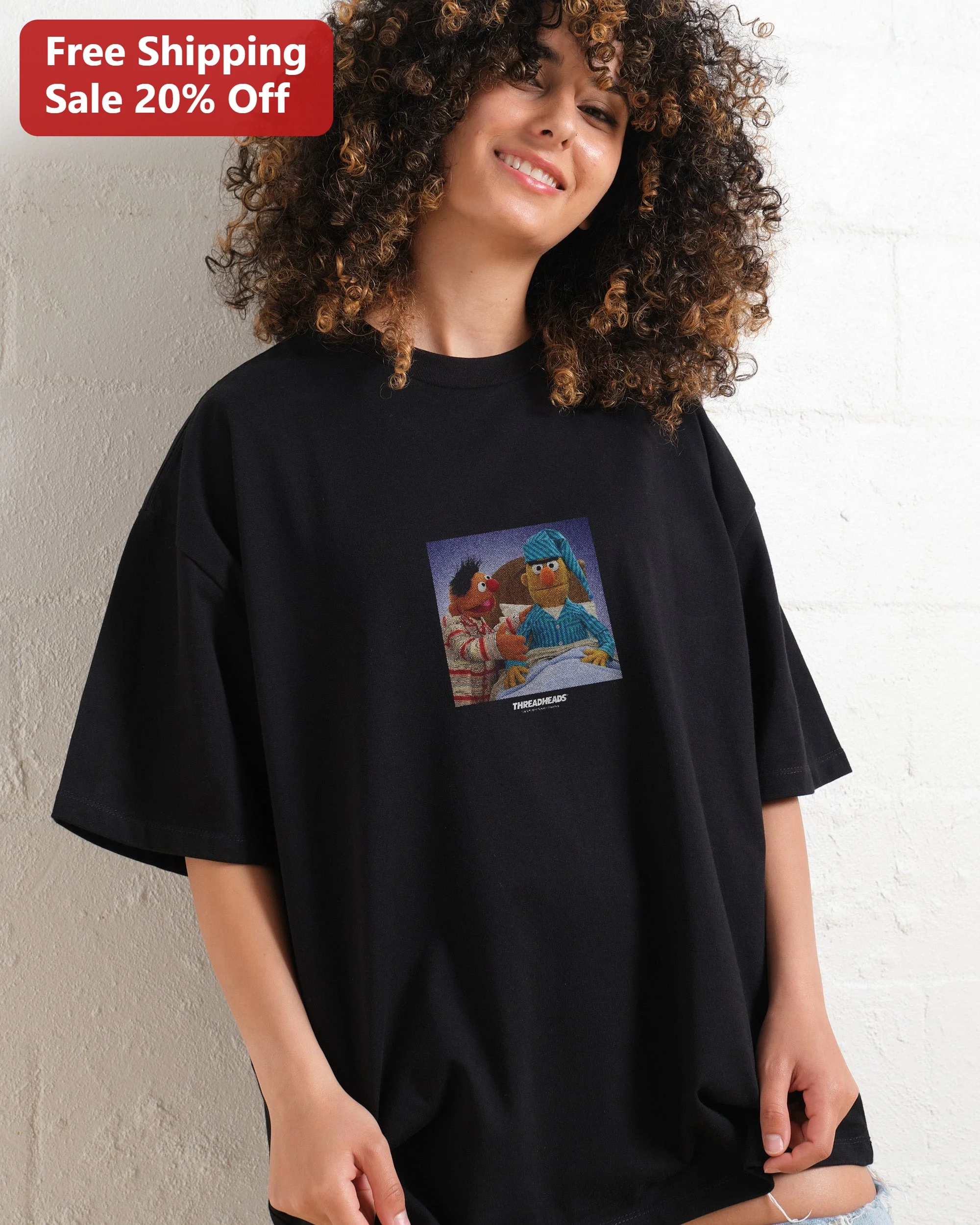 Threadheads Bert and Ernie Sesame Street Oversized Graphic Tee