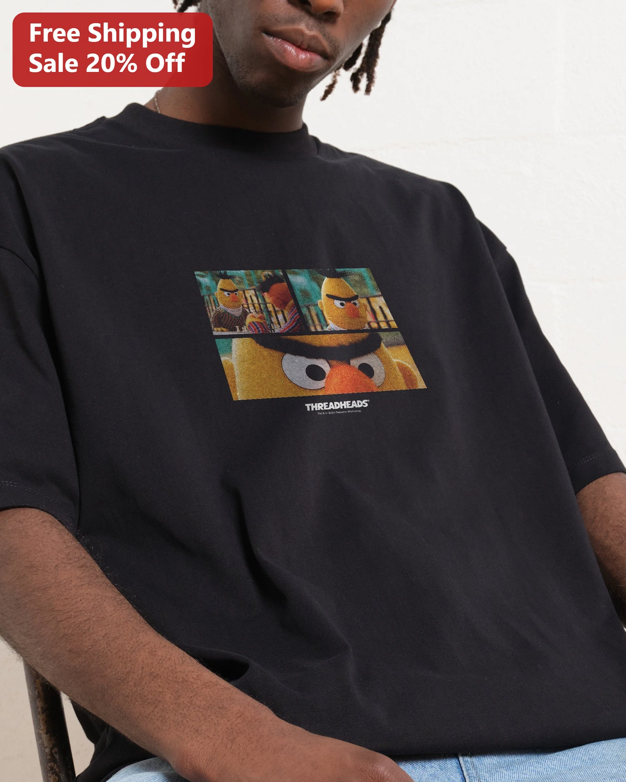 Threadheads Bert Angry Comic Strip Graphic Tee Vintage Pop Culture Gift