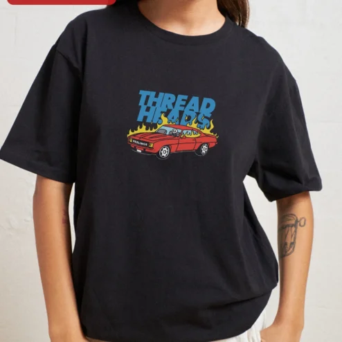 Threadheads Burning My Feelings Hot Rod Skeleton Driver Graphic Tee for Car Enthusiasts