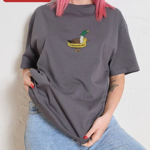 Customer in Chicago, Illinois wearing Threadheads Duck Graphic Tee Cartoon Bird Streetwear Cotton Shirt