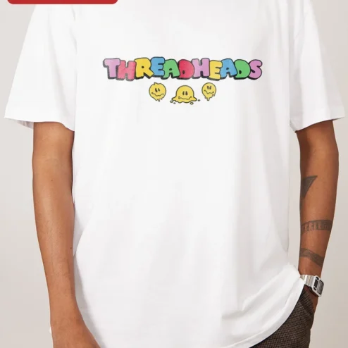 Threadheads Graphic Tee Oversized Streetwear Y2K Melting Smiley Face Shirt