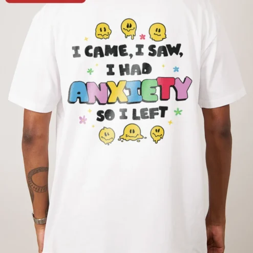 Close-up of Threadheads Graphic Tee Oversized Streetwear Y2K Melting Smiley Face Shirt for streetwear fans in Chicago, Illinois