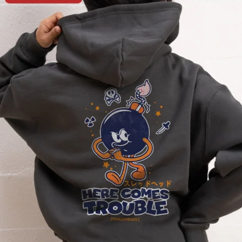 Customer in Chicago, Illinois wearing Threadheads Hoodie Funny Sewing Humor Graphic Pullover for Crafters and Quilters