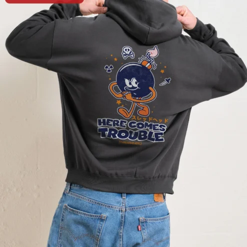 Customer in Chicago, Illinois wearing Threadheads Hoodie Funny Sewing Humor Graphic Pullover for Crafters and Quilters