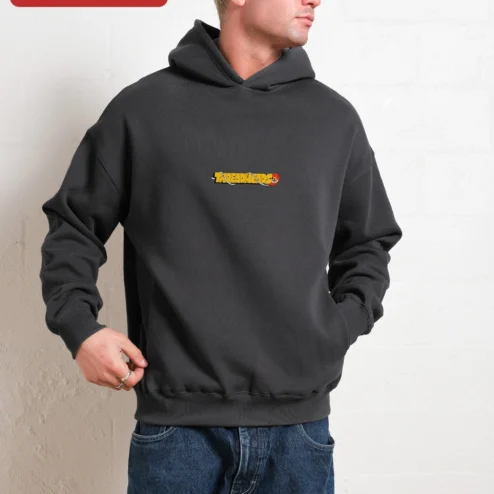 Close-up of Threadheads Hoodie Knitting Crochet Fiber Arts Graphic Pullover for Crafters for streetwear fans in Chicago, Illinois