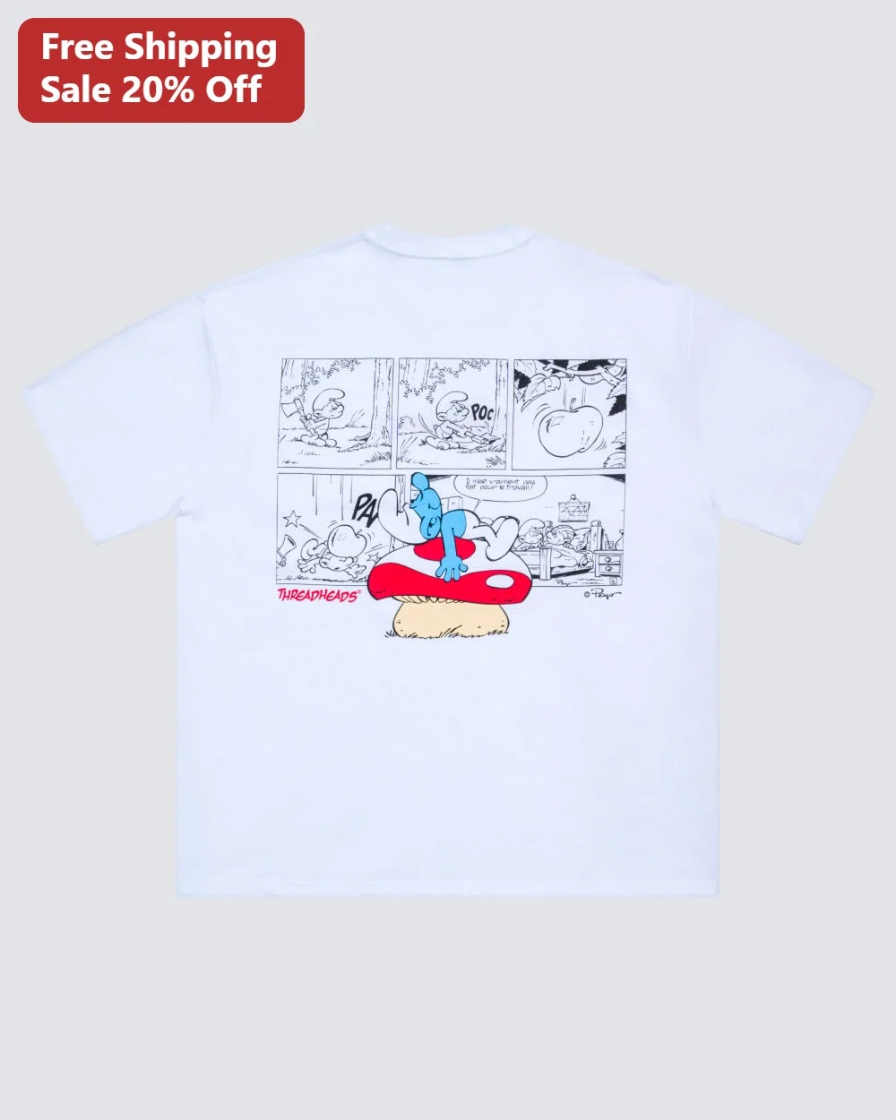 THREADHEADS Smurf Comic Pop Art Graphic Tee Retro Peyo Signature Vintage Cartoon Shirt