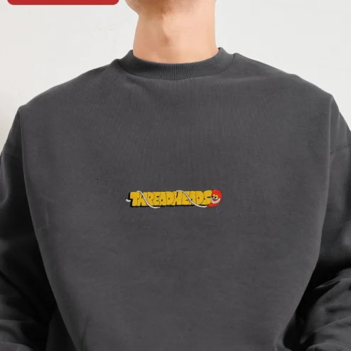 Customer in Chicago, Illinois wearing Threadheads Sweatshirt Vintage 90s Inspired Crewneck Graphic Streetwear for Men