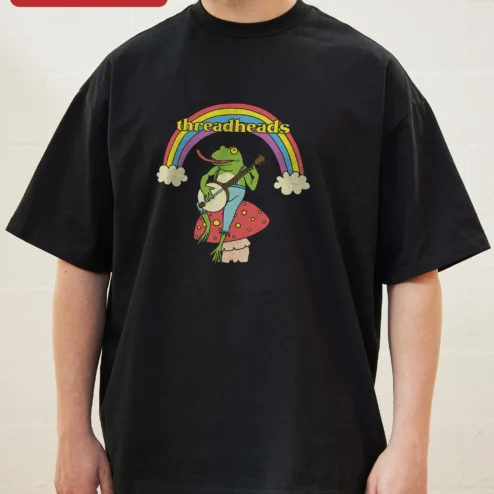 Threadheads Tee Banjo Playing Frog Retro Graphic Oversized Vintage Shirt