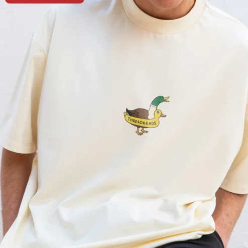 Customer in Chicago, Illinois wearing Threadheads Tee Duck Graphic Oversized Streetwear Cotton T-Shirt for Women