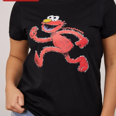 Threadheads Tee Elmo Vintage Distressed Graphic T-Shirt Sesame Street Pop Culture Gift