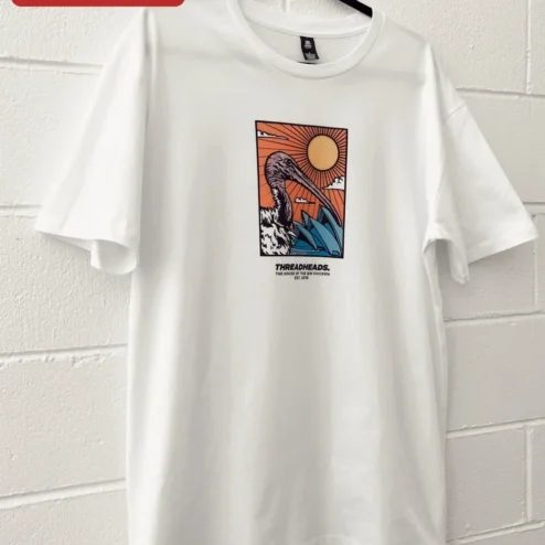 Threadheads The House of the Bin Chicken Est. 2018 Graphic Tee on a hanger, ready to ship from Chicago, Illinois