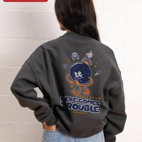 Customer in Chicago, Illinois wearing Threadheads Vintage Graphic Sweatshirt Streetwear Crewneck