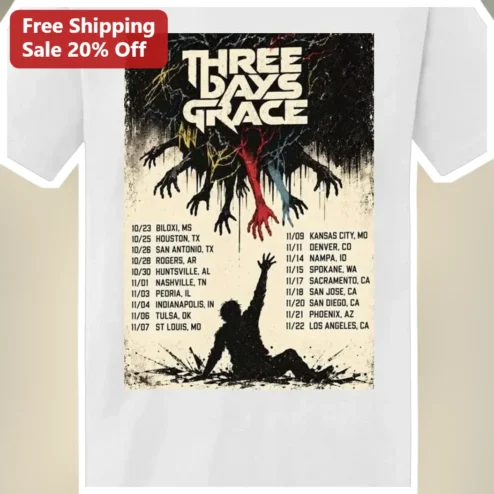 Three Days Grace Distressed Band Logo Graphic Tee for Rock Fans