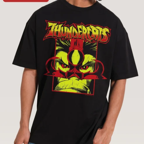 Thundercats Lion-O Retro Graphic Tee 80s Cartoon Apparel for Fans on a hanger, ready to ship from Chicago, Illinois
