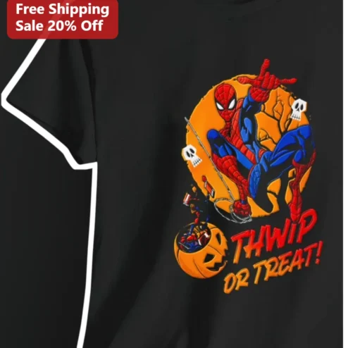 Thwip Or Treat Halloween Tee Spider-Man Inspired Funny Superhero Graphic Shirt For Men