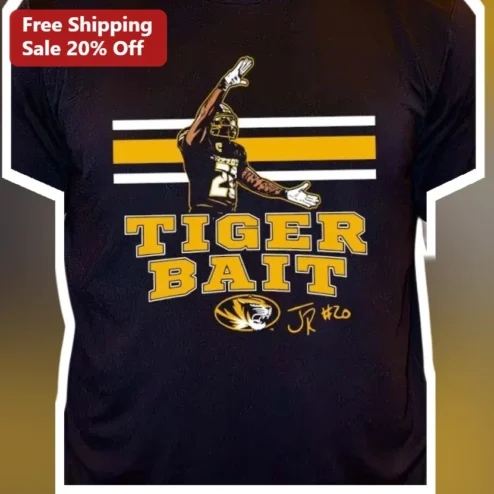 Tiger Bait Tee Jayden Daniels Washington Commanders NFL Fan Gear Black Graphic T-Shirt