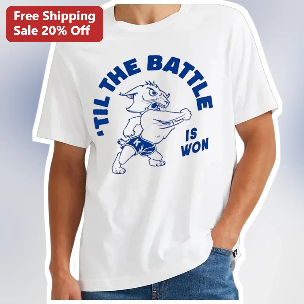 'Til The Battle Is Won Vintage Boxing Wildcat Mascot Graphic Tee Faith Victory Apparel