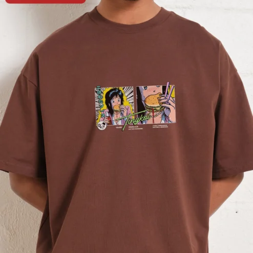 Tinykol First Humanoid Eating a Burger Retro Anime Tee