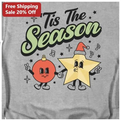 'Tis The Season Retro Christmas Ornament Star Sweatshirt Holiday Gift Crewneck