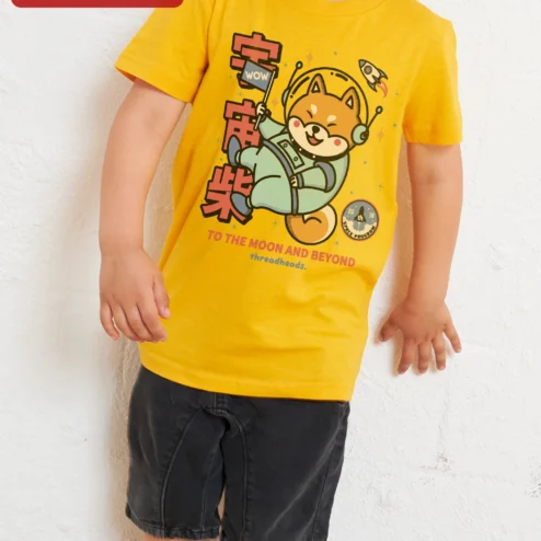 Customer in Chicago, Illinois wearing TO THE MOON AND BEYOND Shiba Inu Astronaut Space Tee Cute Kawaii Dog Toddler Gift