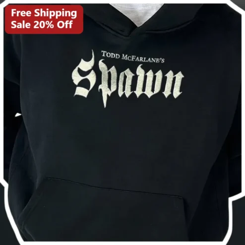 Todd McFarlane's Spawn Hoodie Gothic Logo Black Pullover for Comic Fans