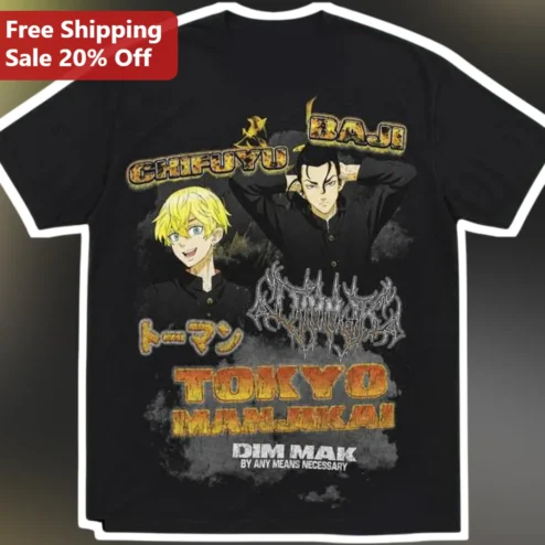 Tokyo Revengers Toman Dim Mak Chifuyu Baji Graphic Tee Anime Merch Gift
