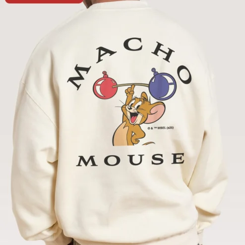 Customer in Chicago, Illinois wearing Tom and Jerry Sweatshirt Vintage Cartoon Crewneck for Women Men Gift