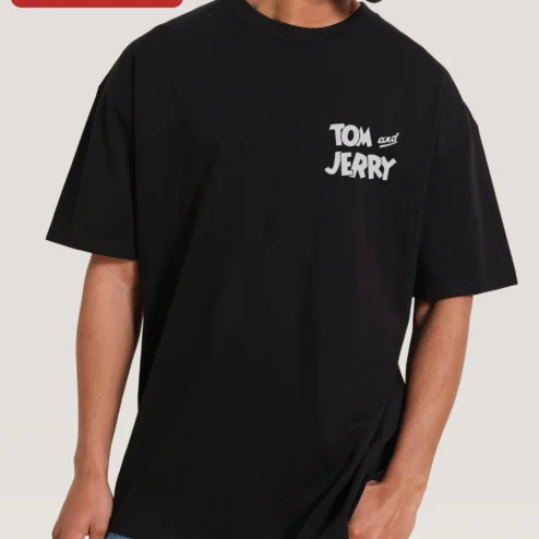 Tom and Jerry Tee Classic Cartoon Character Graphic T-Shirt Retro Animation Merch Gift for Fans on a hanger, ready to ship from Chicago, Illinois
