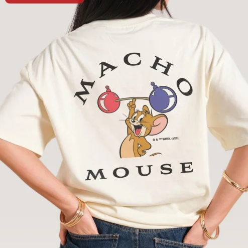 Close-up of Tom and Jerry Tee Classic Cartoon Character Graphic T-Shirt Retro Animation Merch Gift for Fans for streetwear fans in Chicago, Illinois