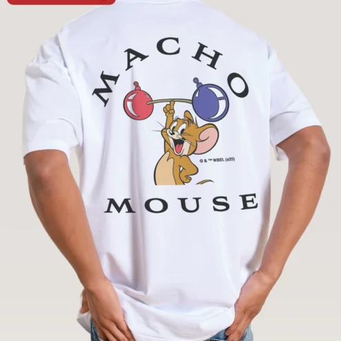 Customer in Chicago, Illinois wearing Tom and Jerry Tee Classic Cartoon Character Graphic T-Shirt Retro Animation Merch Gift for Fans