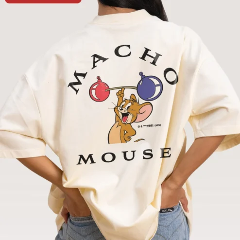 Close-up of Tom and Jerry Tee Vintage Cartoon Graphic T-Shirt Retro Minimalist Streetwear for Women Men for streetwear fans in Chicago, Illinois