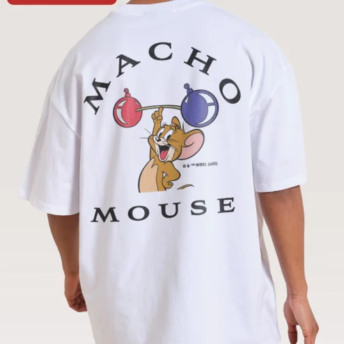 Customer in Chicago, Illinois wearing Tom and Jerry Tee Vintage Cartoon Graphic T-Shirt Retro Minimalist Streetwear for Women Men