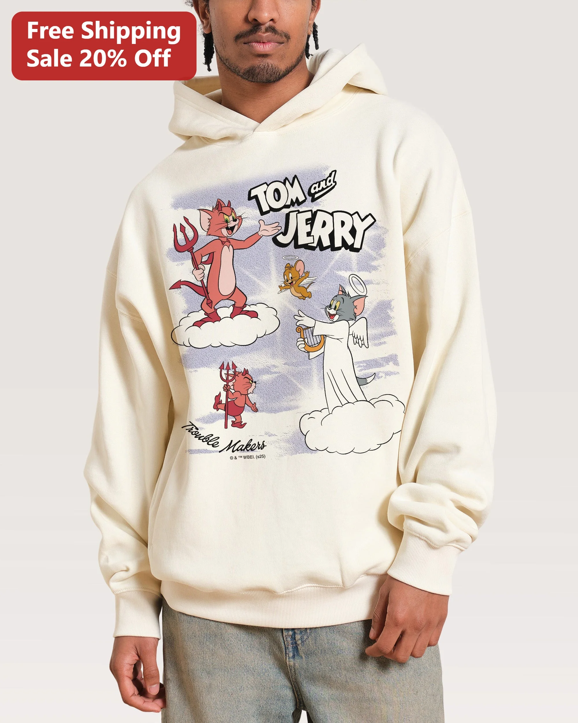 Tom and Jerry Trouble Makers Hoodie Angel Devil Cartoon Merch
