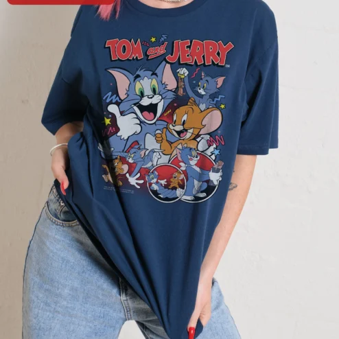 Tom and Jerry Vintage Oversized Graphic Tee for Adults