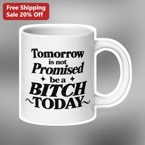 Tomorrow Is Not Promised Be A Bitch Today Mug Funny Sarcastic Coffee Cup Sassy Gift For Her