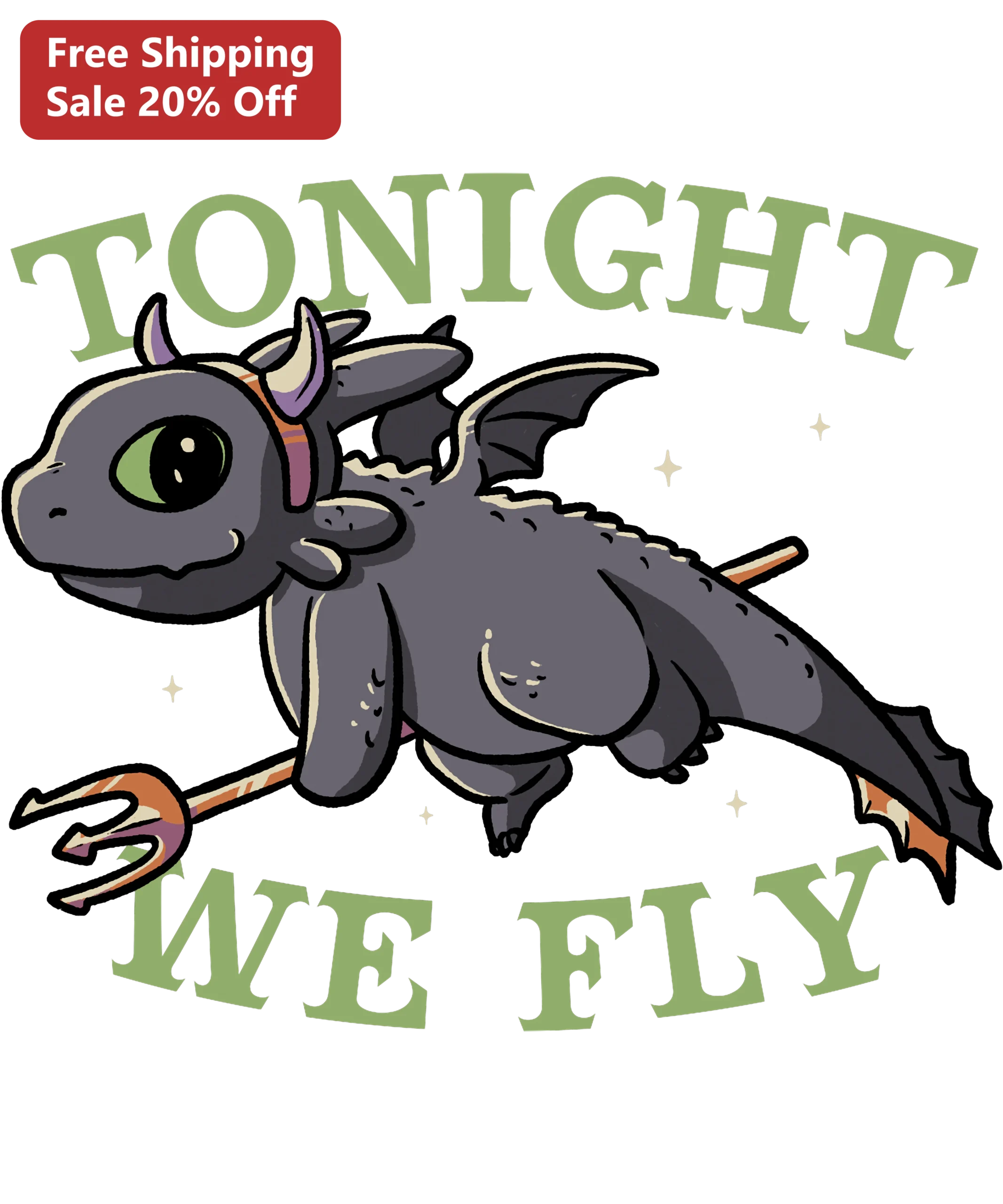 Tonight We Fly Cute Dragon Graphic Tee Fantasy Halloween Gift Shirt