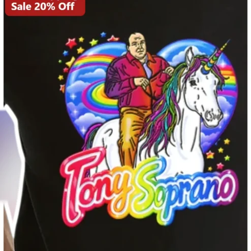Tony Soprano Unicorn Rider Graphic Tee The Sopranos Fan Shirt Surreal Humor Pop Art