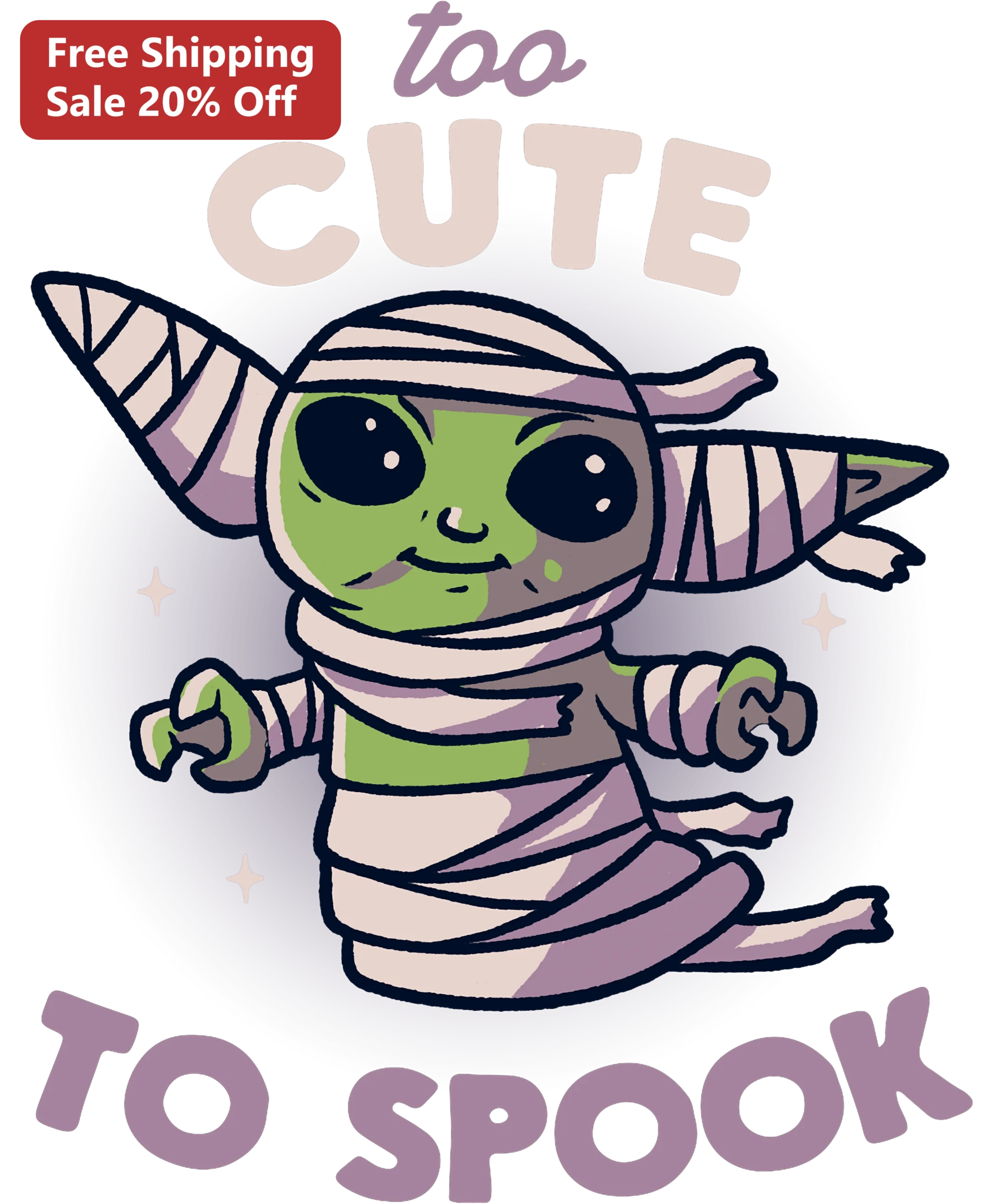 Too Cute To Spook Grogu Mummy Halloween Tee